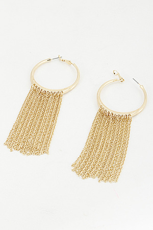Small Hoop Earrings with Fringe Tassel Detail 5JBC10